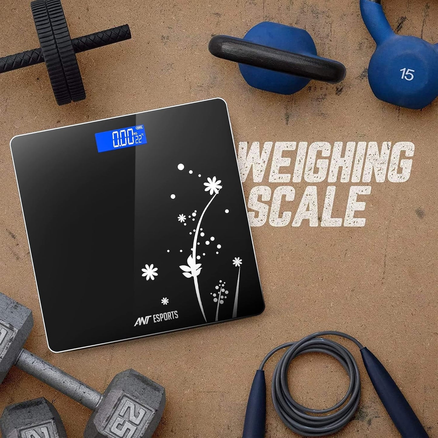 ANT Flora Bud Digital Scale – Highly Accurate Bathroom Body Weight Scale, 180Kg Capacity, LCD Display