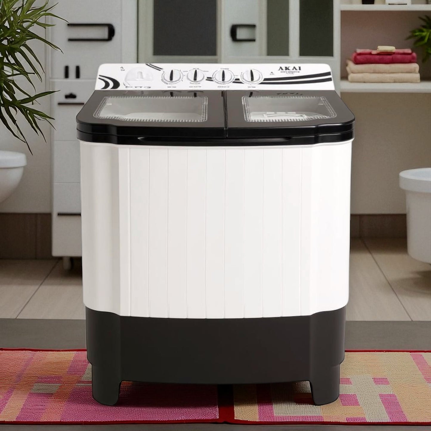 Portable Washing Machine with Dryer | Castor Wheels With Toughened Glass