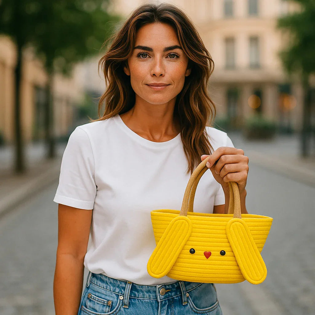 Yellow Cotton Woven Bucket Handbag – Casual Shoulder Bag for Women | Handcrafted Vacation & Wedding Purse