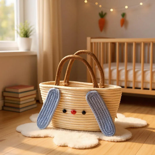 Beige Cotton Woven Bucket Handbag – Casual Shoulder Bag for Women | Handcrafted Purse