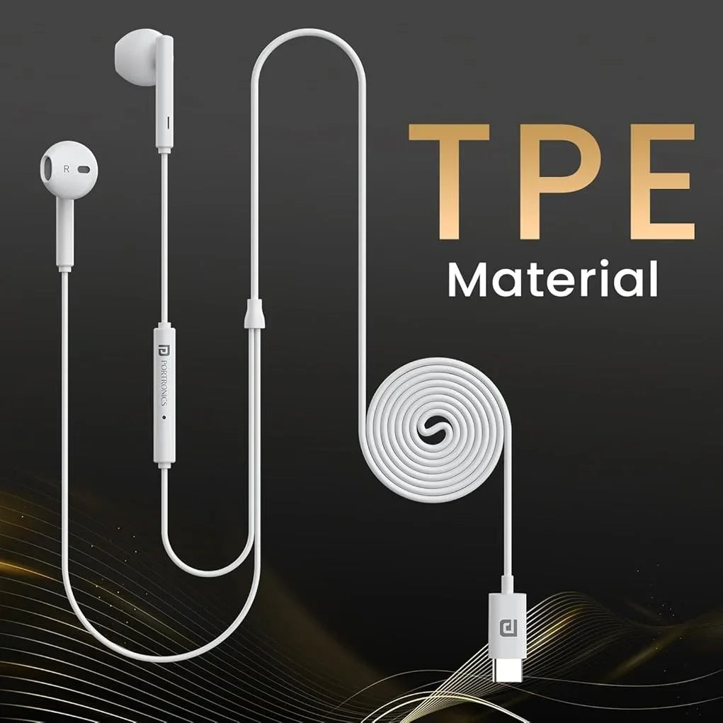 White Type C Wired Earphone – In-Ear with HD Mic | 14.2mm Driver, Powerful Audio