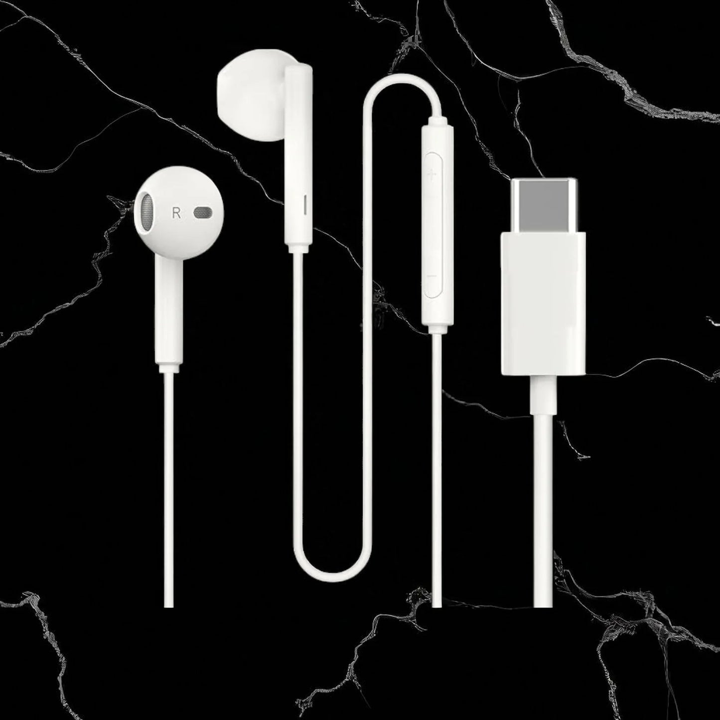 White Type C Wired Earphone – In-Ear with HD Mic | 14.2mm Driver, Powerful Audio