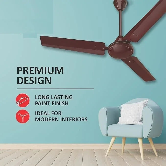 Brown Metal Ceiling Fan – 3 Blade Class Base | Energy Saving Roof Fan