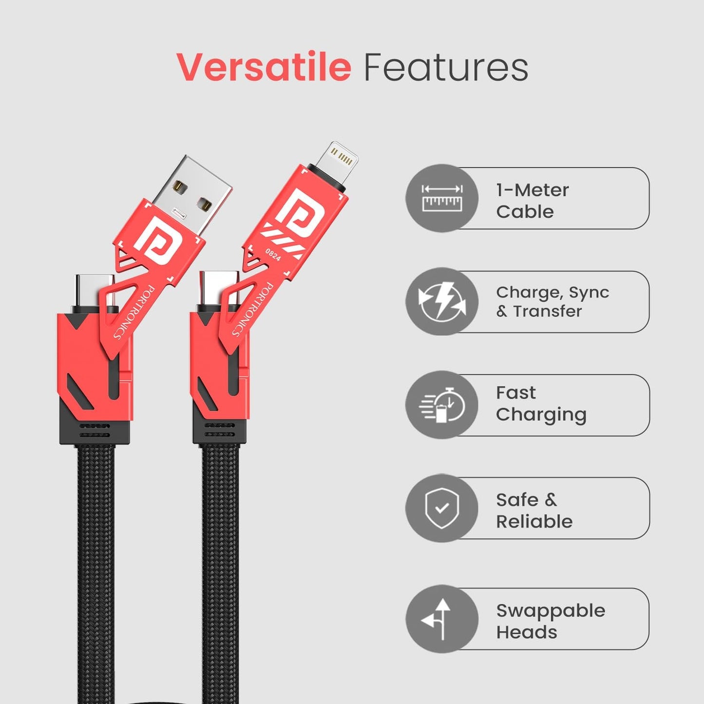 Fast Charging Type C Cable – Procharge 4 60W 4-in-1 Multifunctional Charging Cable | Type C to Type C Cable