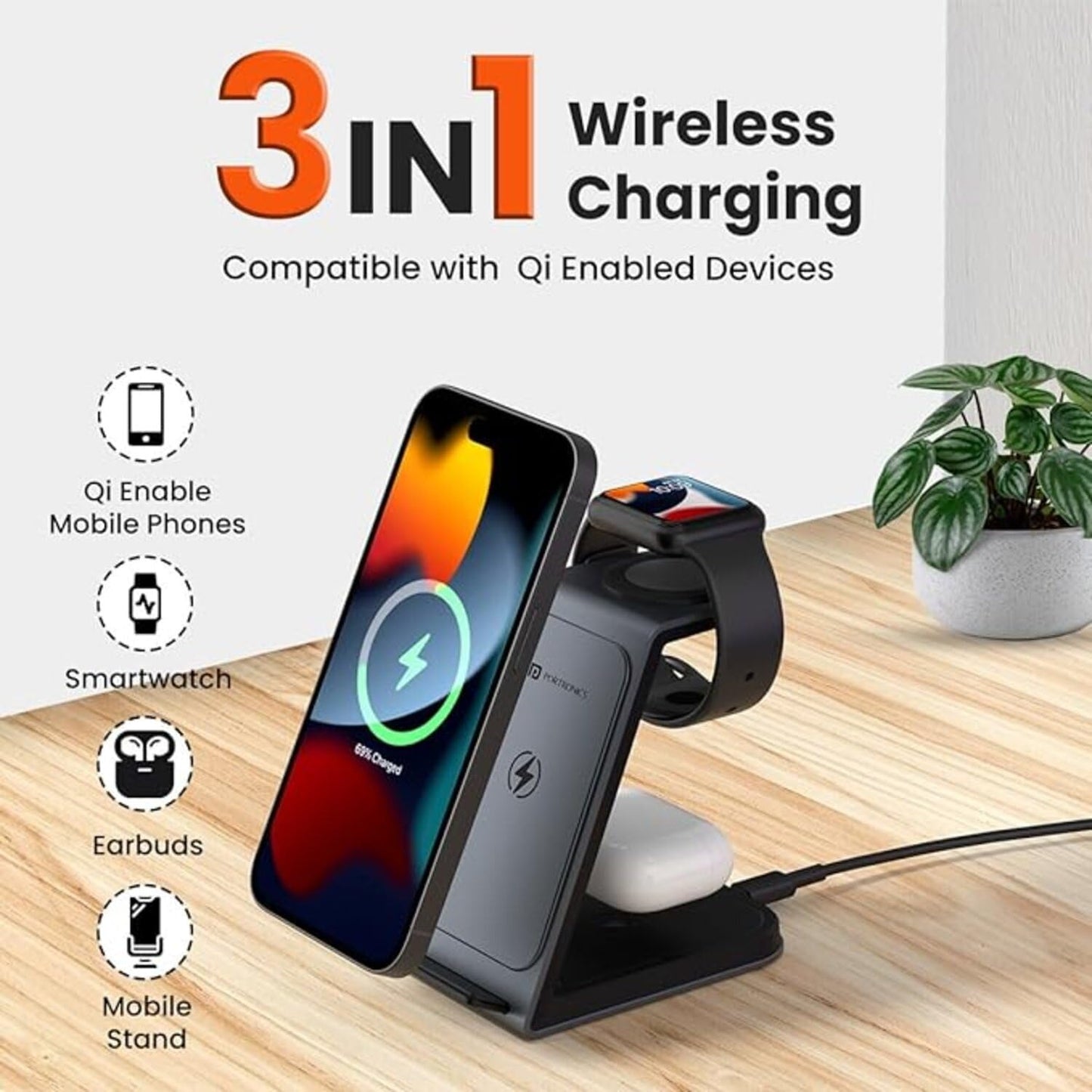 Wireless Phone Charger Fast Charging Pad, Magnetic Compatible for iPhone & All Wireless Charging Devices