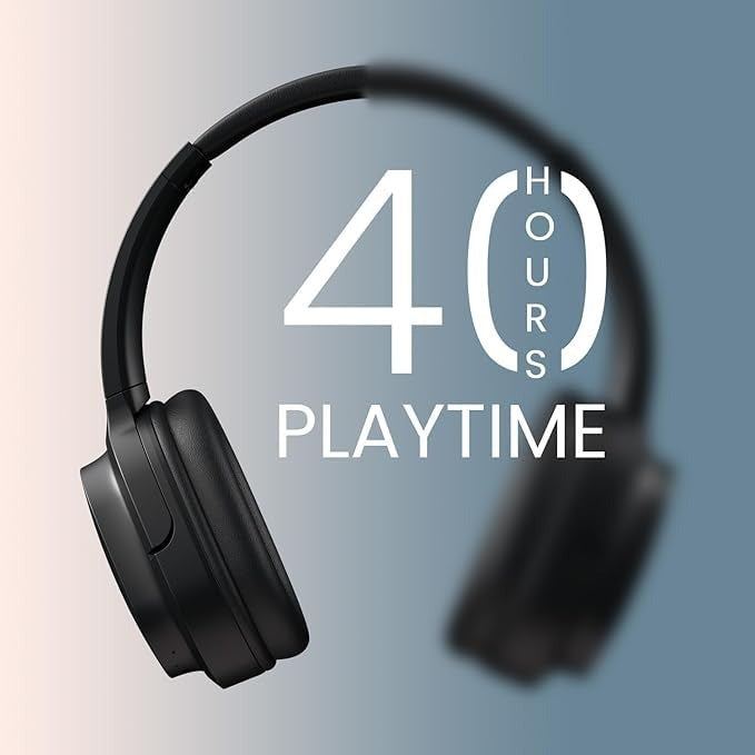 Black Adjustable Bluetooth Headphone – Powerful Bass, 40H Playtime | Type C Charging, in-Built Mic