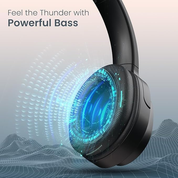 Black Adjustable Bluetooth Headphone – Powerful Bass, 40H Playtime | Type C Charging, in-Built Mic