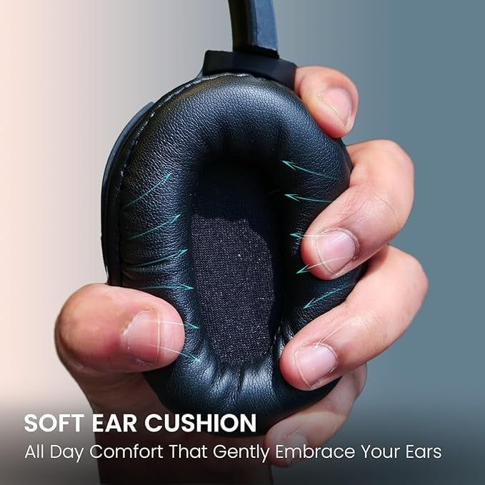 Black Adjustable Bluetooth Headphone – Powerful Bass, 40H Playtime | Type C Charging, in-Built Mic