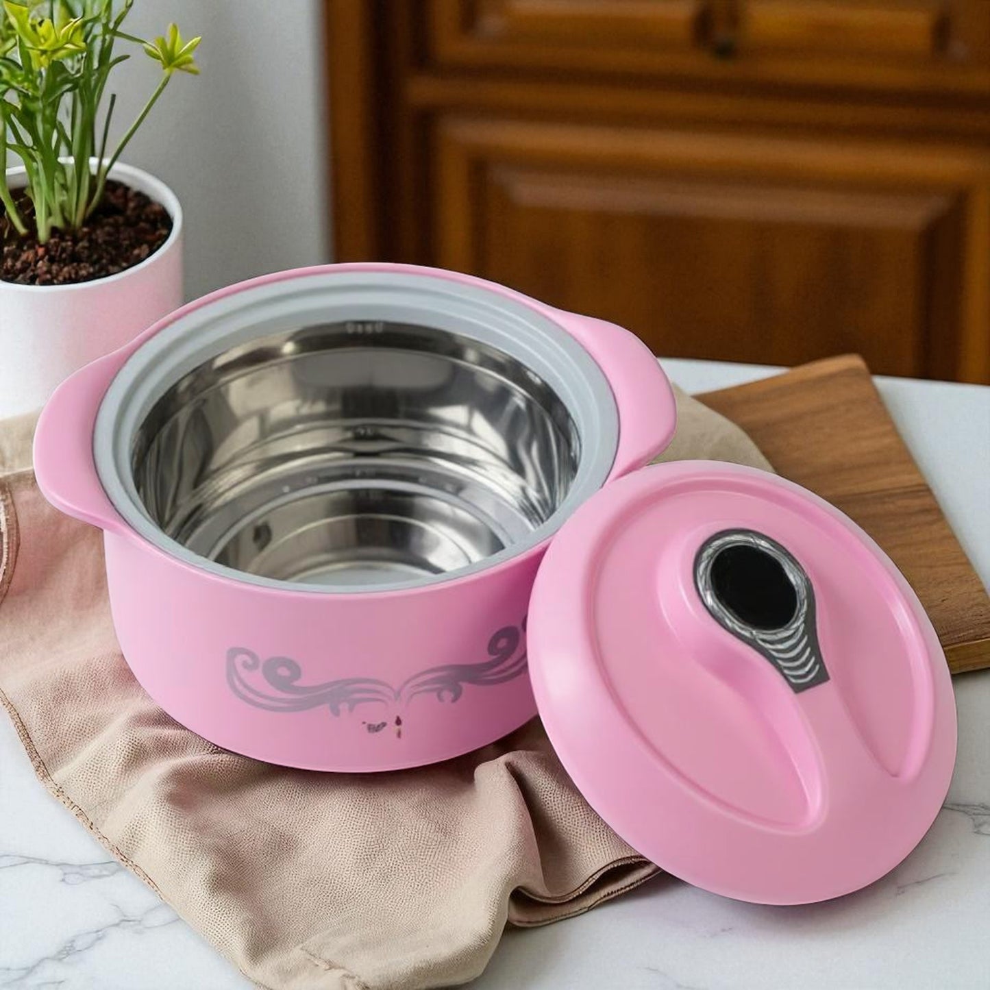 Breakfast Casserole Dish – 3000ML Insulated Casserole (Pink) | Hot Pot for Meals, Chapati, Rice & More