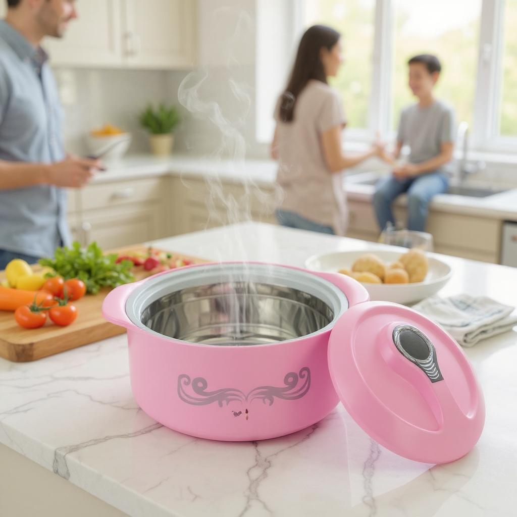 Breakfast Casserole Dish – 3000ML Insulated Casserole (Pink) | Hot Pot for Meals, Chapati, Rice & More