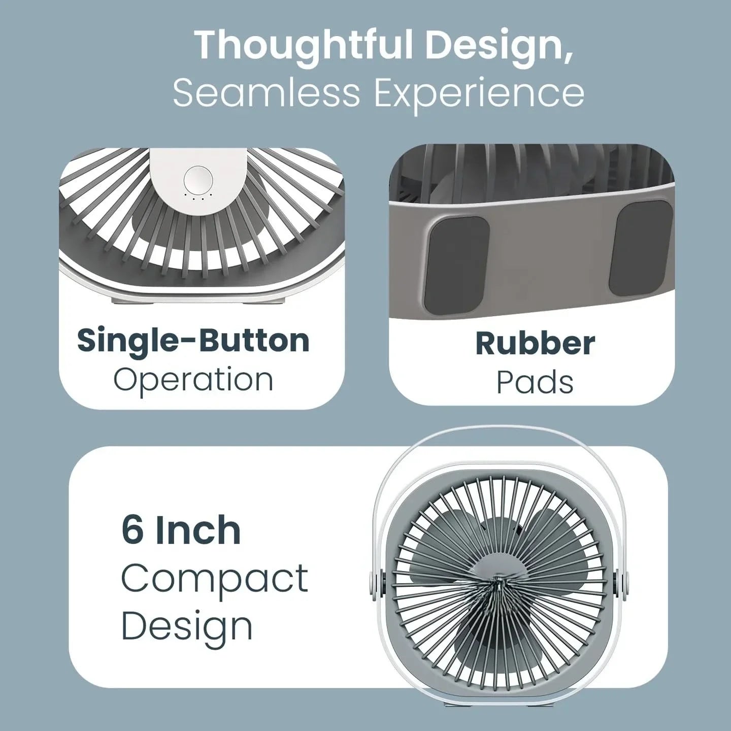 White Plastic Desktop Fan – Small Table Fan | 3 Speed Modes, Table Fan High Speed, Portable