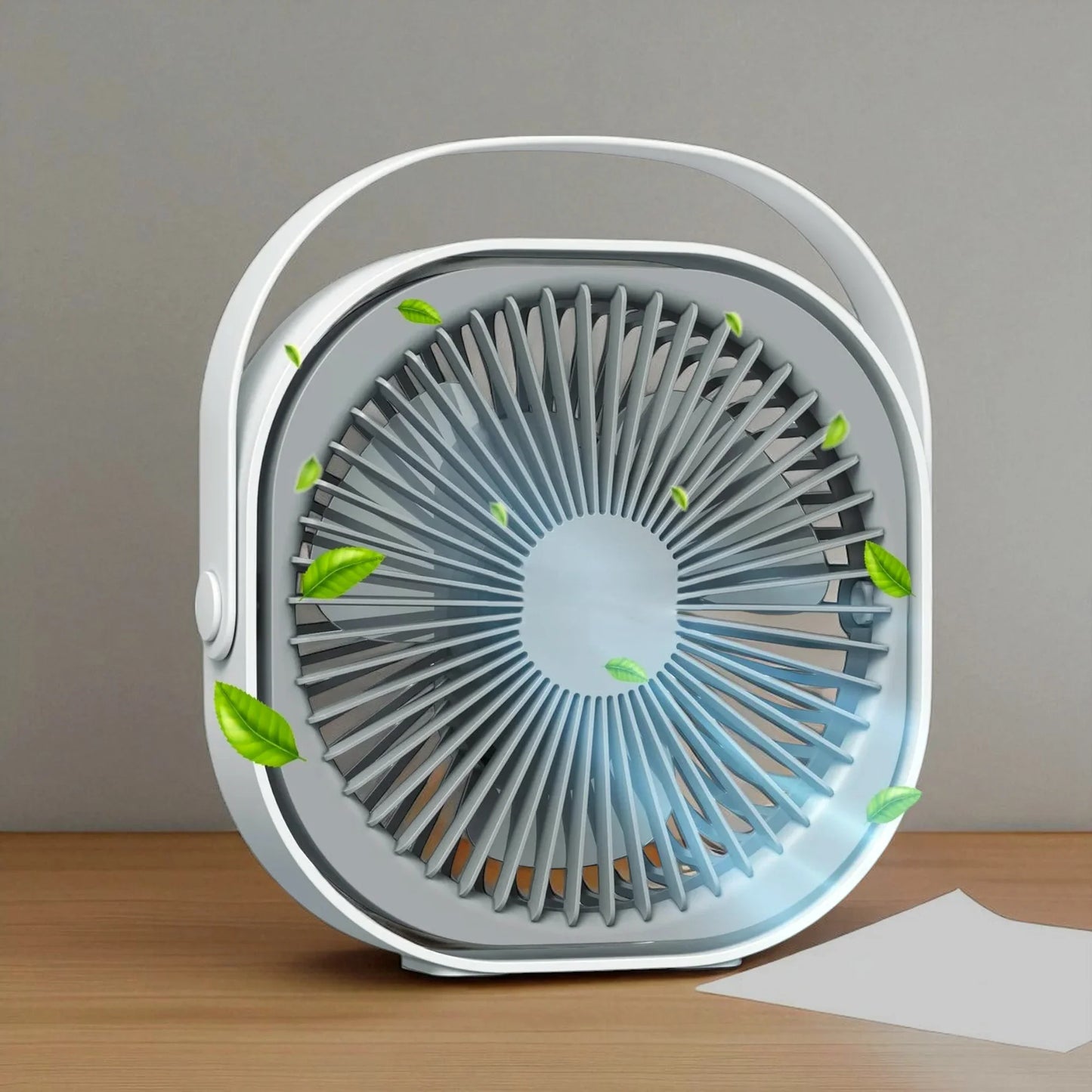 White Plastic Desktop Fan – Small Table Fan | 3 Speed Modes, Table Fan High Speed, Portable
