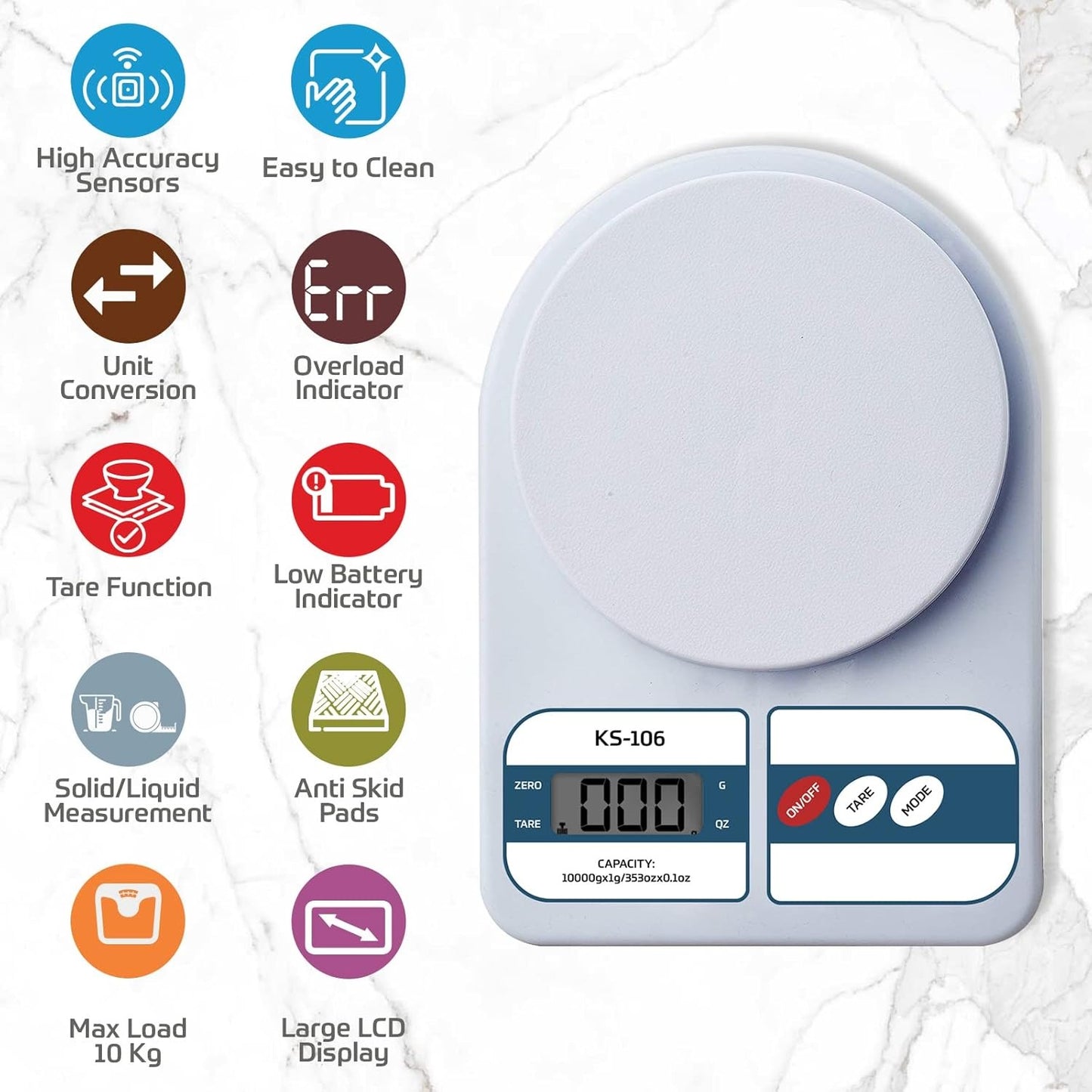 beatXP Mini Digital Kitchen Scale – Portable Weighing Machine with LCD Display, 5kg Capacity