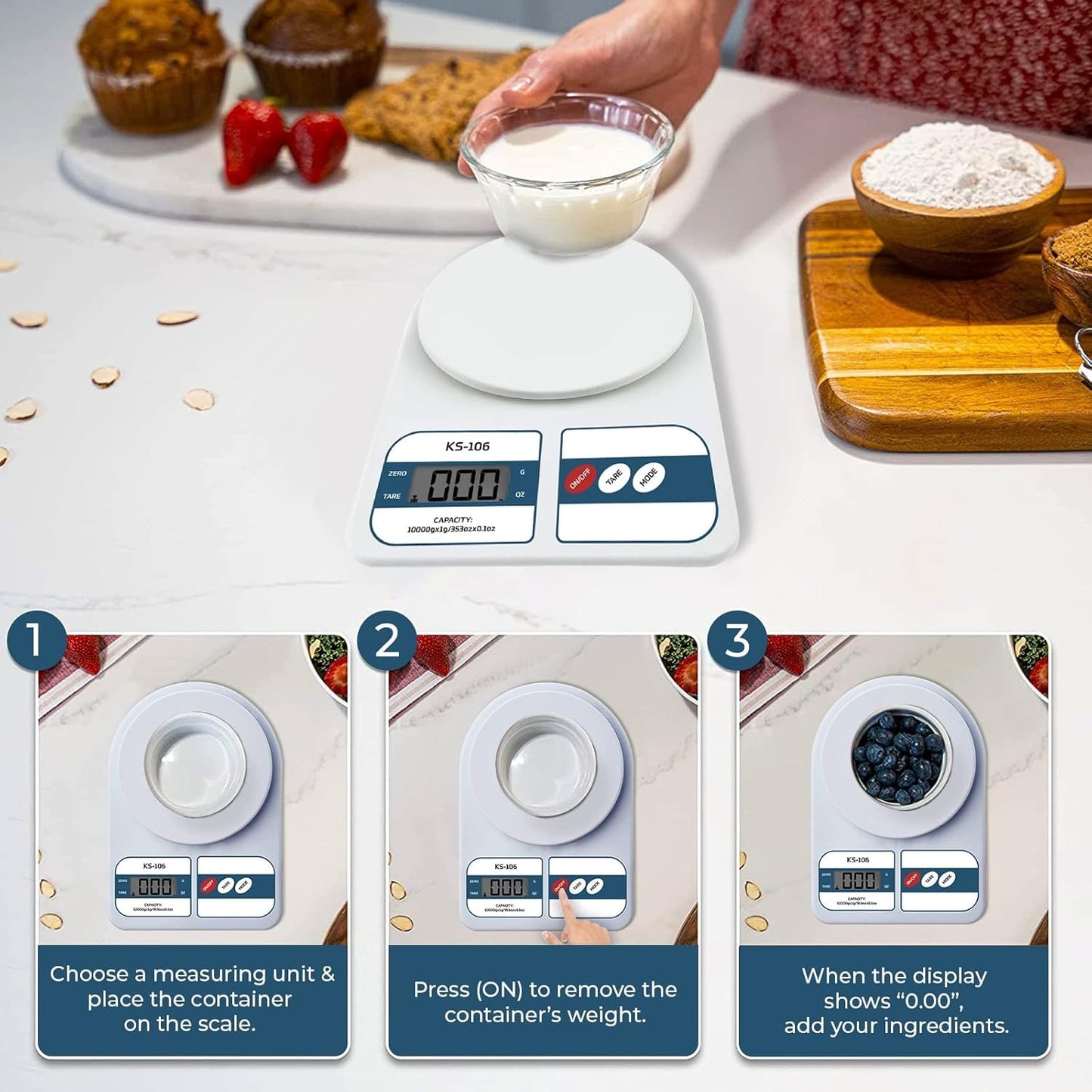 beatXP Mini Digital Kitchen Scale – Portable Weighing Machine with LCD Display, 5kg Capacity