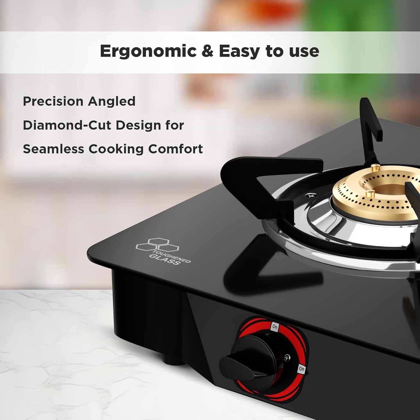 Butterfly Smart 2 Burner Glass Top Gas Stove | Manual Ignition, Brass Burners