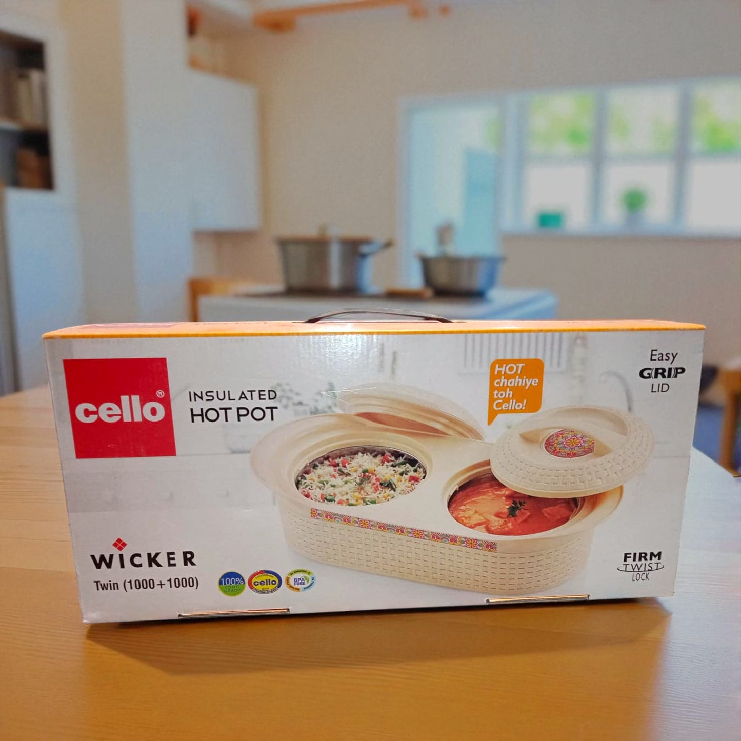 Cello Wicker Twin Hot Pot 1000ml x 2 – Insulated Stainless Steel Casserole