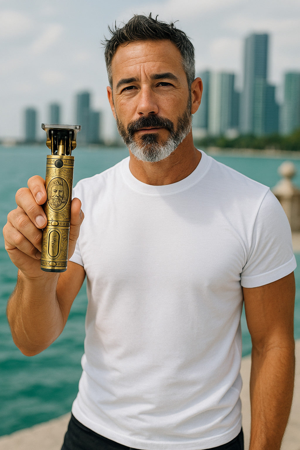 Men’s Shaver & Haircut Machine – Rechargeable Beard Trimmer and Hair Clipper (Golden)