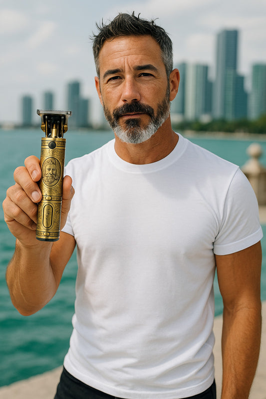 Men’s Shaver & Haircut Machine – Rechargeable Beard Trimmer and Hair Clipper (Golden)