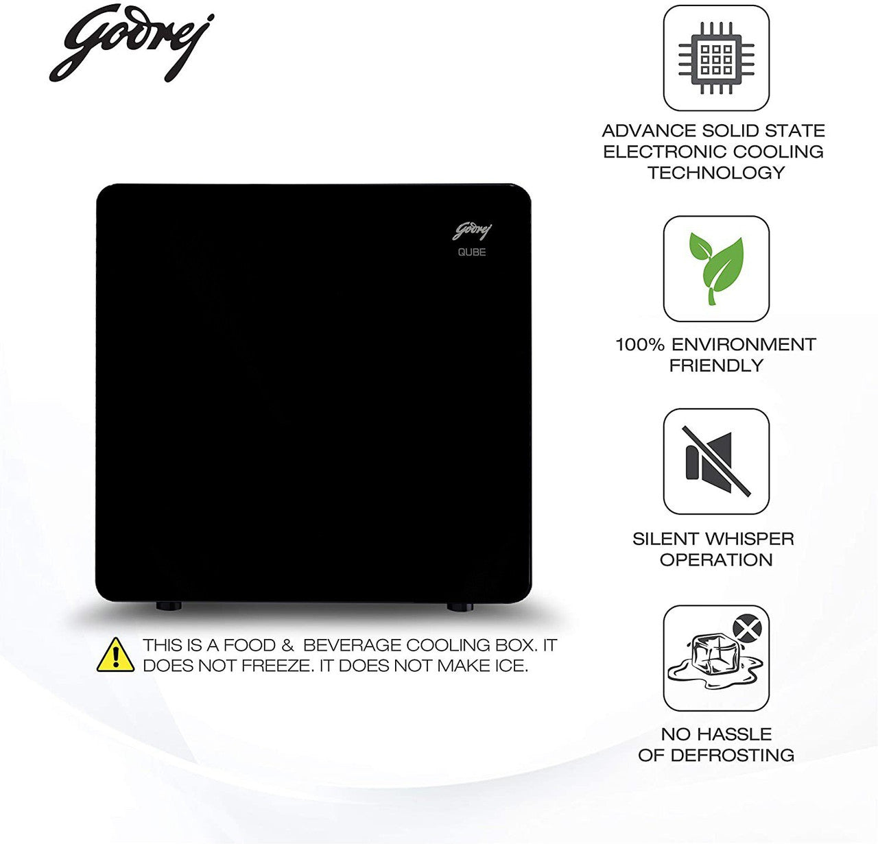 Godrej 30 L Qube Personal Cooling Solution – Compact Single Door Fridge (Black)