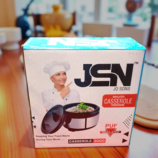 JSN Stainless Steel Casserole 3000ml | Puff Insulated Hot & Cold Food Server