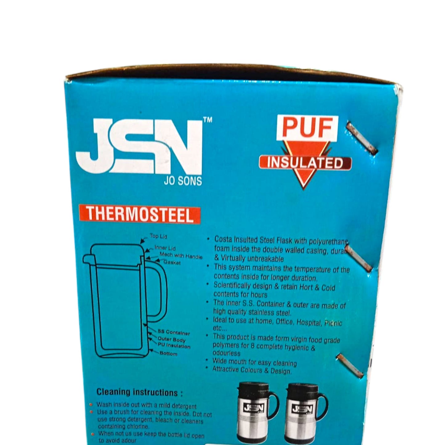JSN Thermosteel Stainless Steel Flask | Insulated Hot & Cold Tea Coffee Thermos (800ml/1200ml)