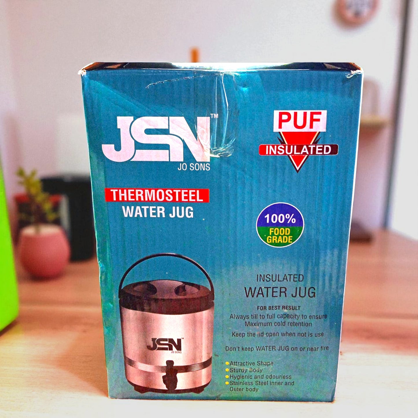 JSN Stainless Steel PUF Insulated Thermosteel Water Jug | Hot & Cold Beverage Jug