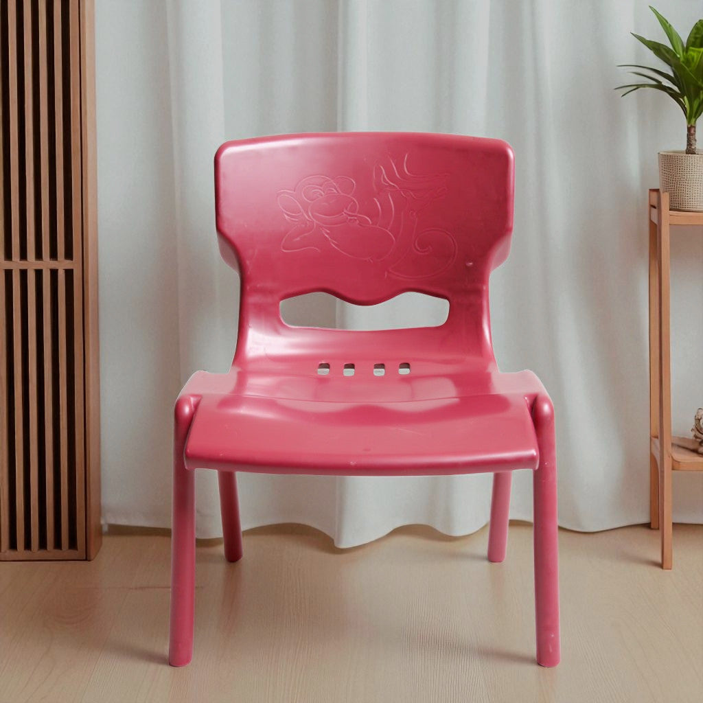 Kid's Plastic Chair Red – Solid Back Durable Chair for Children
