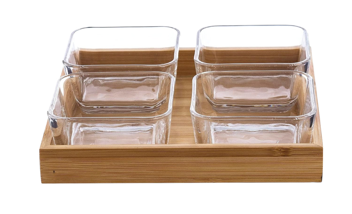 Glass Bowl Set with Tray – 270ml Each | Elegant Bowl Set for Dining