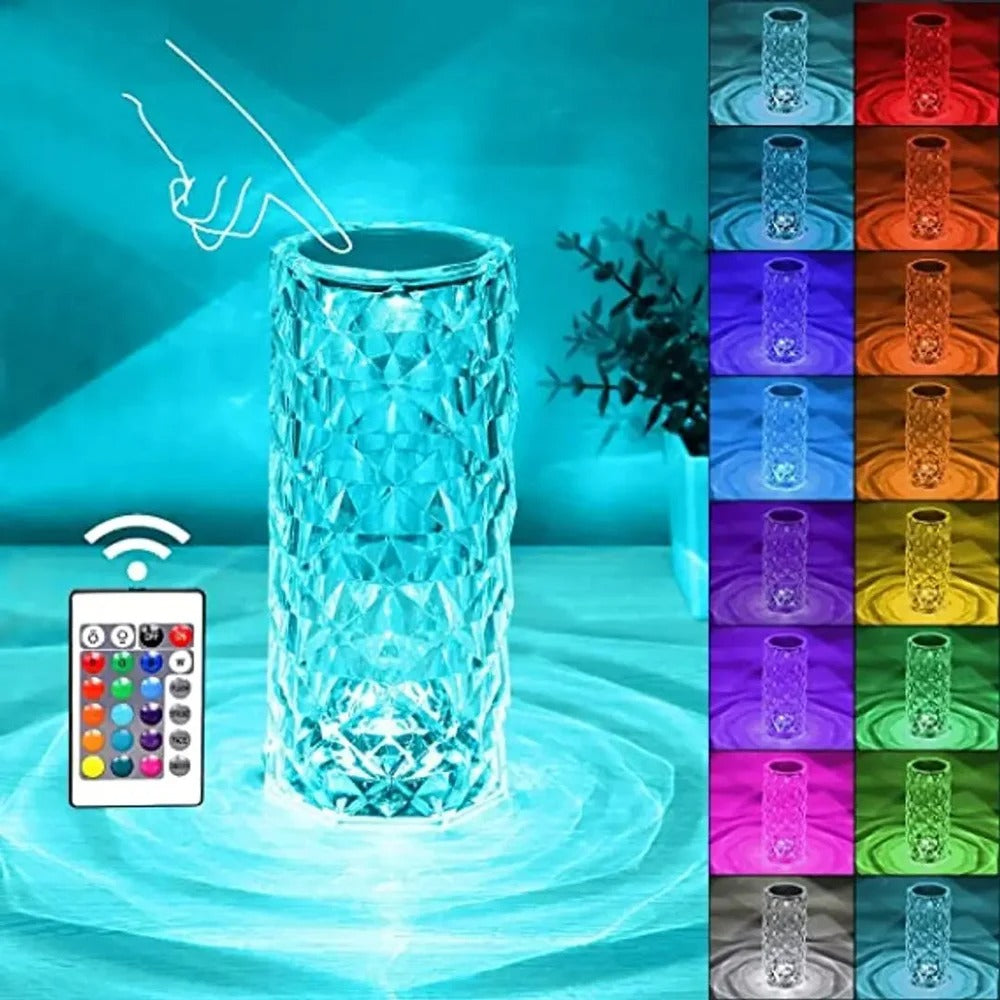 Crystal Rose Lamp for Bedroom – 16 Color LED Night Light with Remote