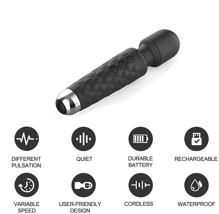 Electric Body Machine Massager – 8 Speed Wand | 20 Modes, Rechargeable, Skin Soft, Electric Massager for Back Pain