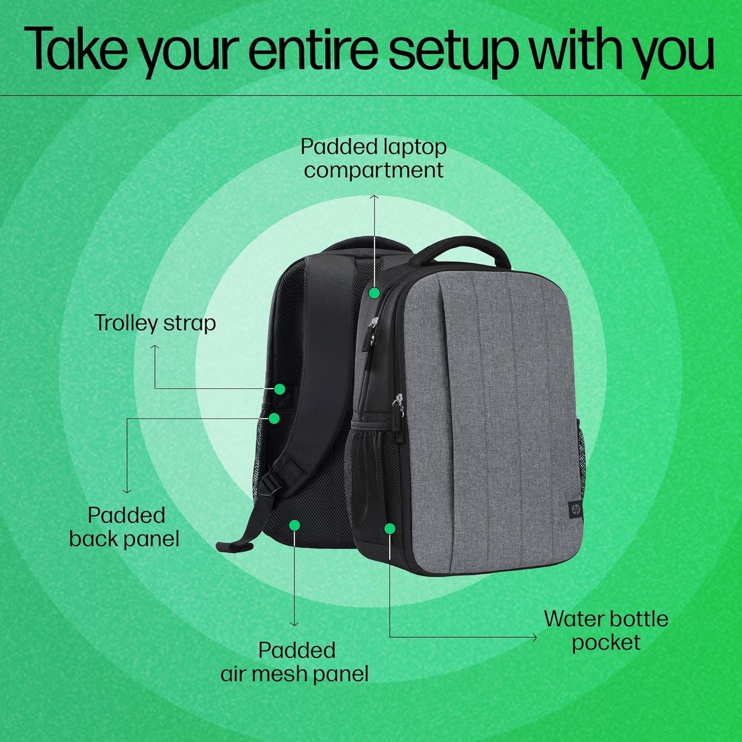 HP Waterproof Laptop Briefcase for Men – 15.6" Black Bag Backpack