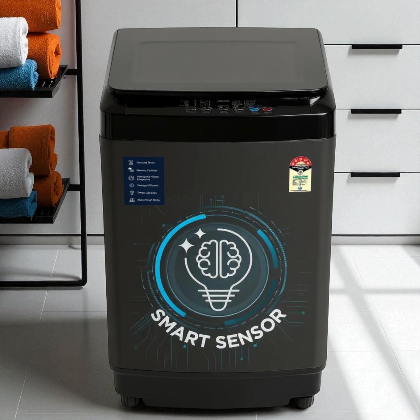 Motorola Washing Machine 7 kg Fully Automatic Top Load (Grey) β 5 Star Top Load Washer