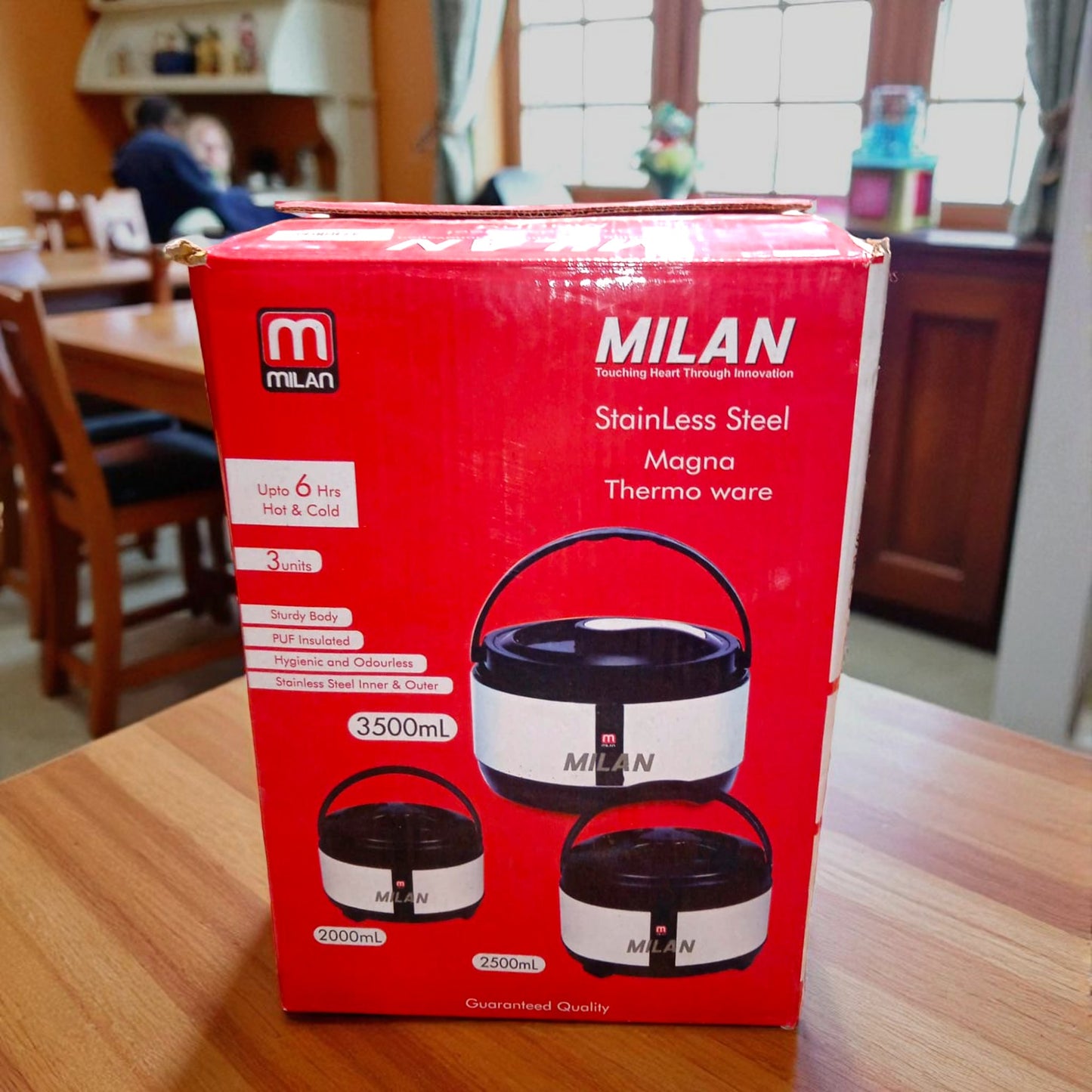 MILAN Magna Thermoware Stainless Steel Casserole Set – 2000ml, 2500ml & 3500ml Combo