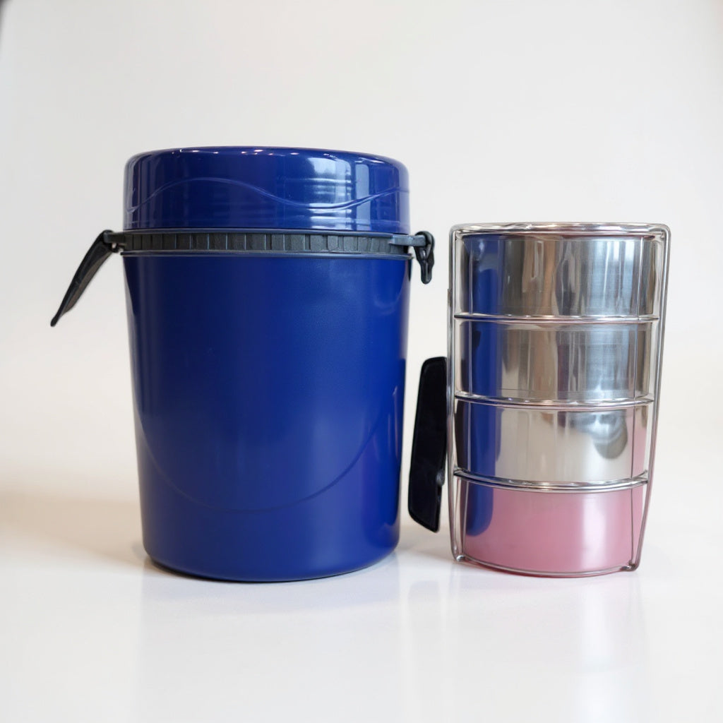 Milan Crazy Lunch Box with 4 Containers – Stainless Steel Insulated Four Compartment Lunch Box