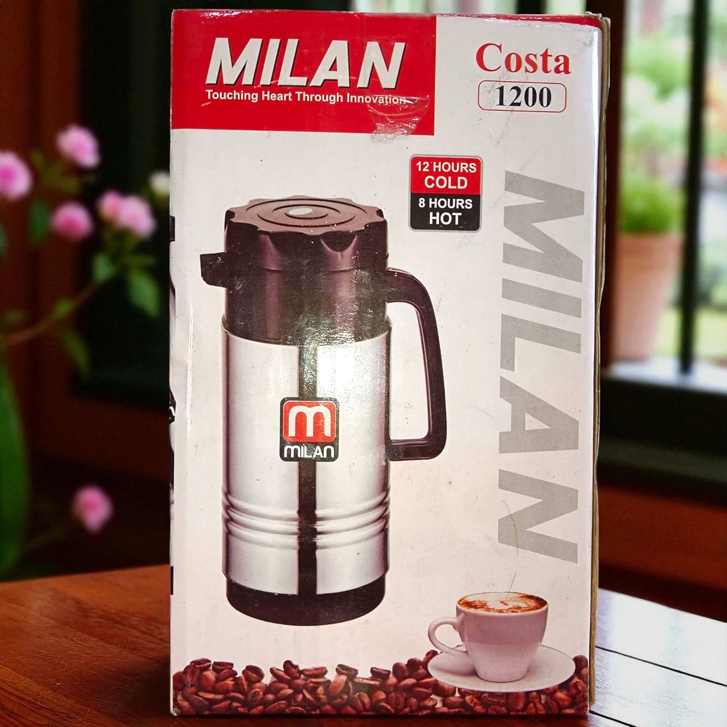 Milan Costa 1200ML Steel Mug – Stainless Steel Coffee & Travel Mug | 12H Cold, 8H Hot