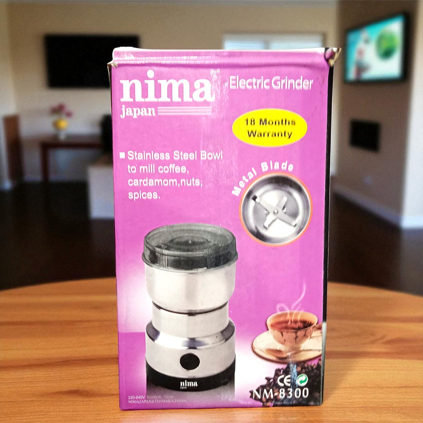Nima 150W Electric Grinder – Stainless Steel Mini Mixer Grinder for Cereals (Silver)