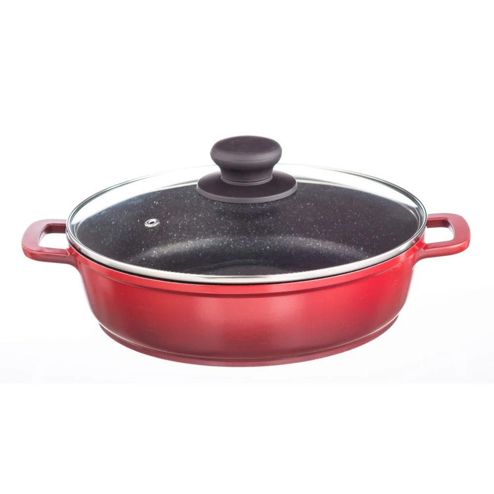 Nouvetta Cooking Kadai with Glass & Rubber Lid | Non-Stick, Induction Compatible