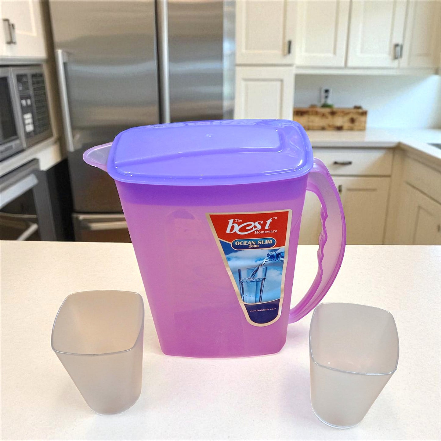 Plastic Ocean Slim Water Jug – 2000ml | Durable Plastic Jug for Home & Kitchen