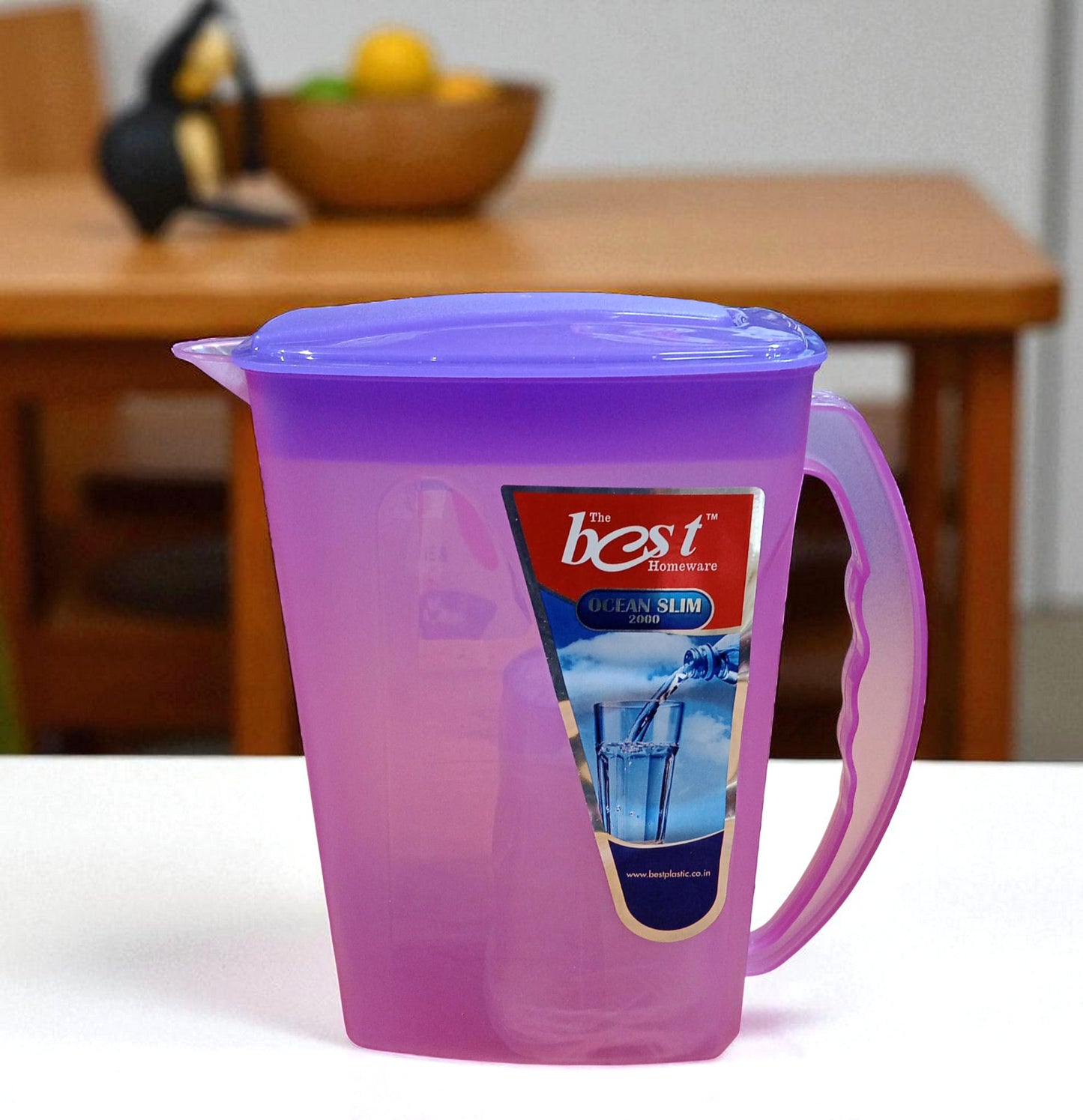 Plastic Ocean Slim Water Jug – 2000ml | Durable Plastic Jug for Home & Kitchen