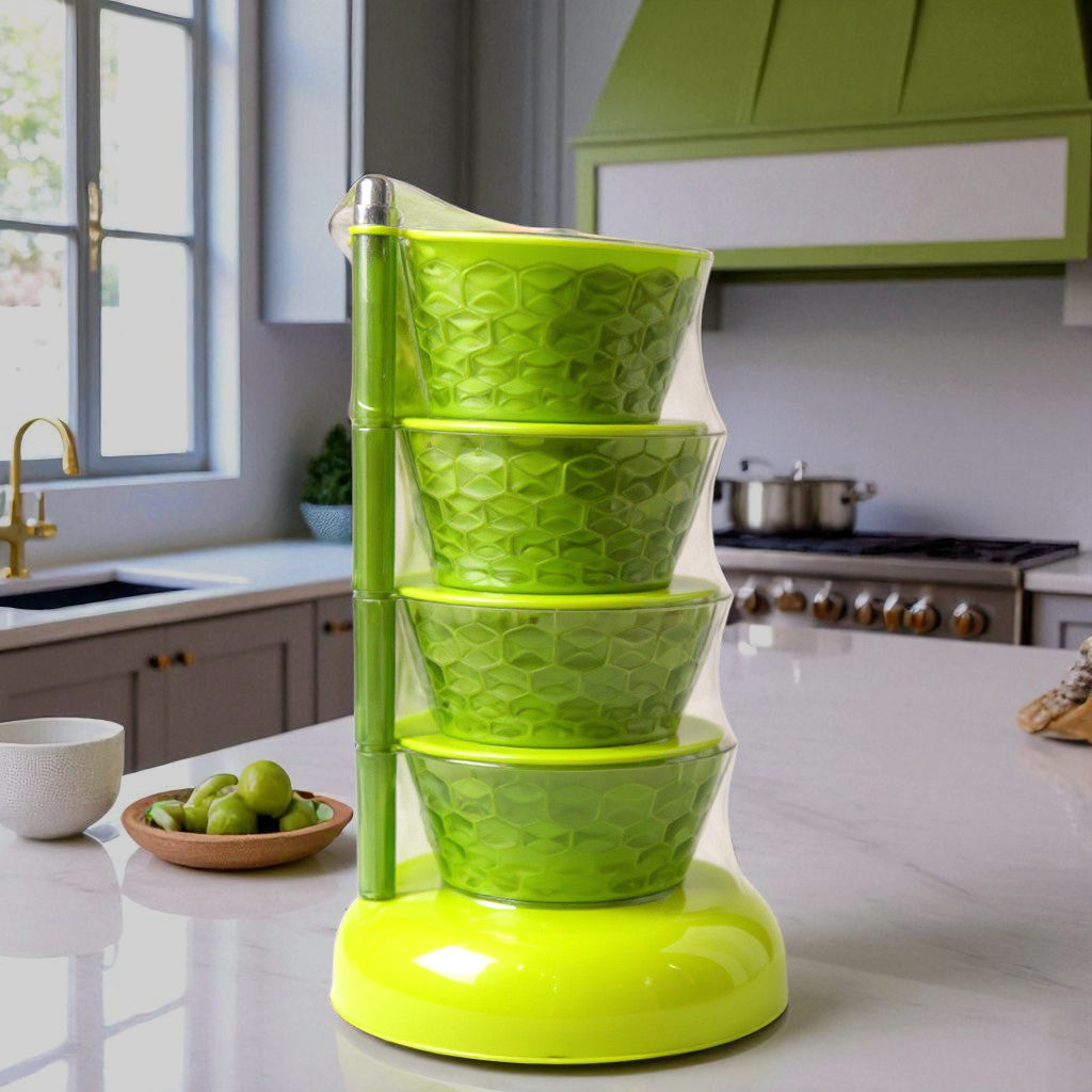 Food Storage Containers – 4 Compartment Tower Spice Rack | 4 Layer Storage Containers