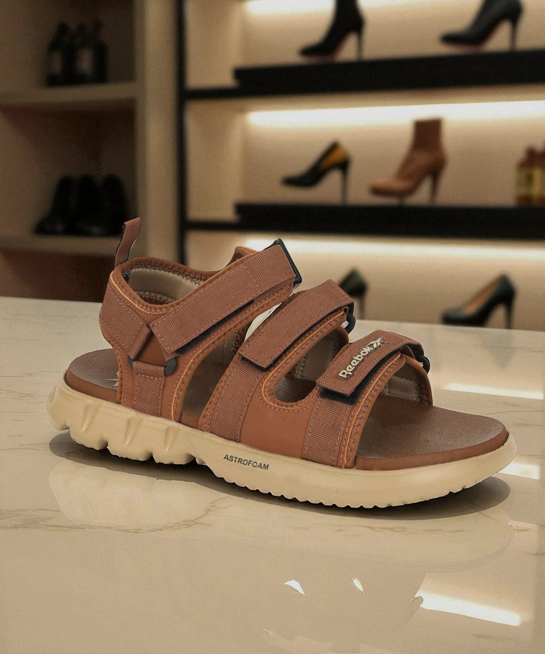 Reebok Sandals for Men – Brown Sports Sandals | Velcro Closure & Rubber Sole