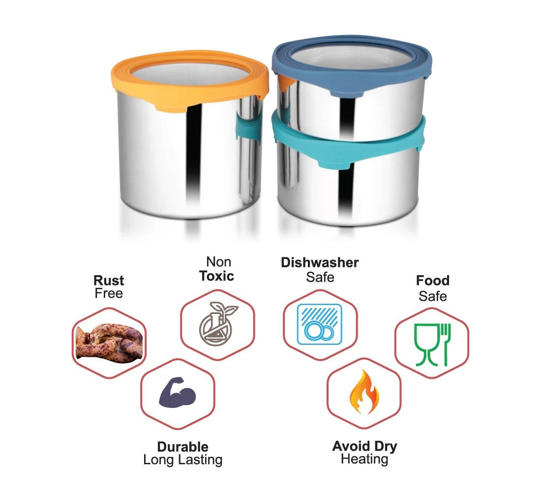 Stainless Steel 3 PCS Canister Set with Airtight Lid – Lock N Roll Food Storage Containers