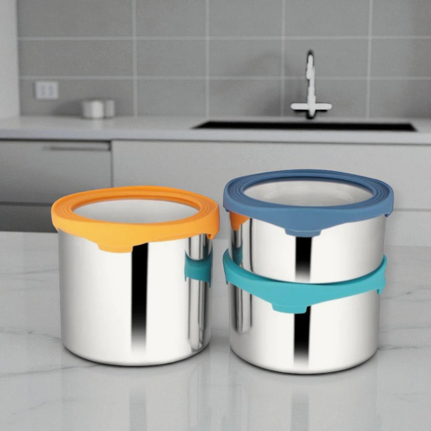 Stainless Steel 3 PCS Canister Set with Airtight Lid – Lock N Roll Food Storage Containers