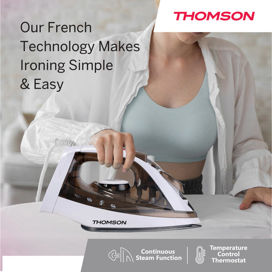 Thomson 1600W Steam Iron with Spray & Steam Burst Function – PTFE Soleplate