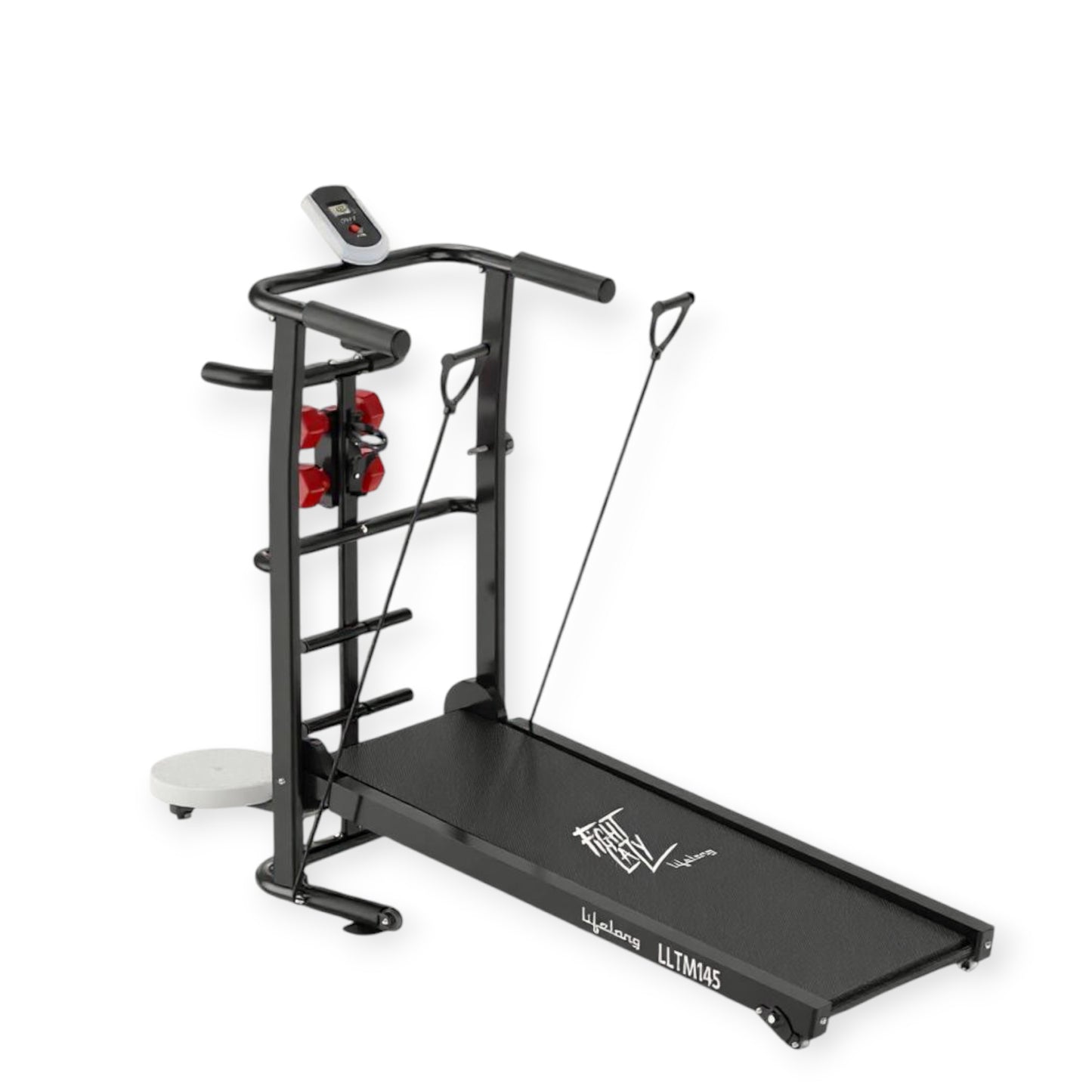 Foldable Treadmill – Manual Treadmill with 2 Incline Levels | 100 Kg Capacity (Black)