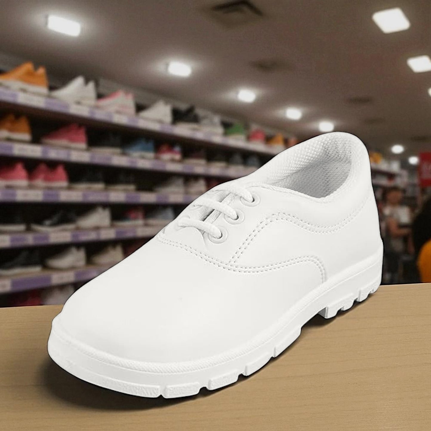 Campus Kid’s Lace-Up School Shoes – Comfortable Kids White School Shoes