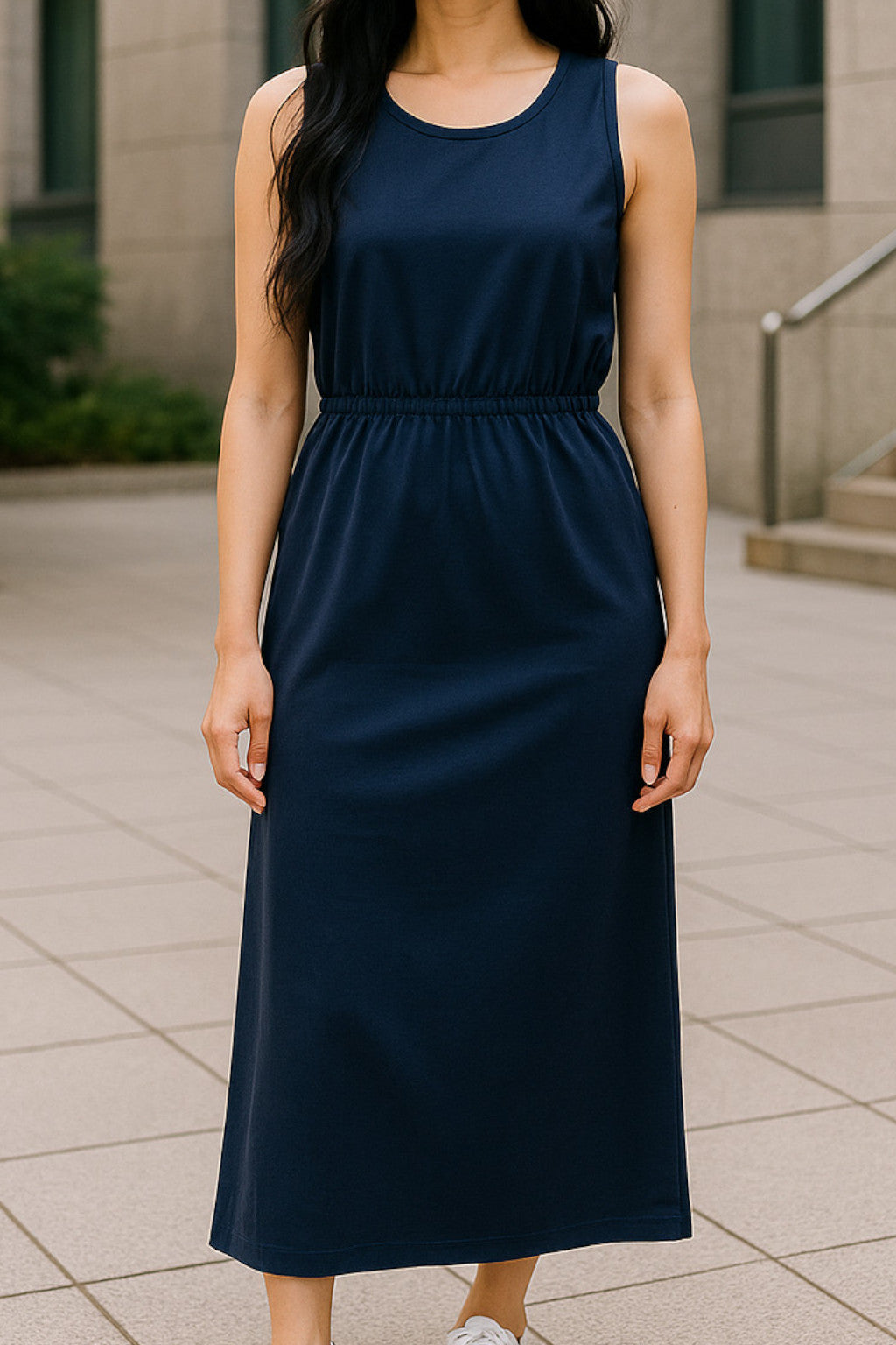 Blue Cotton Women Dress Gown – Small Size Elegant Dress for Women