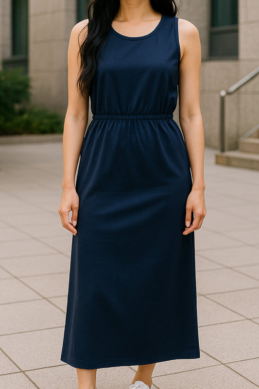 Blue Cotton Women Dress Gown – Small Size Elegant Dress for Women