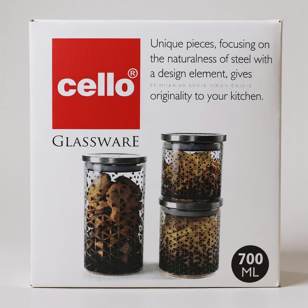Cello Dziner Steelox Borosilicate Storage Jar – 700ml | Premium Kitchen Storage
