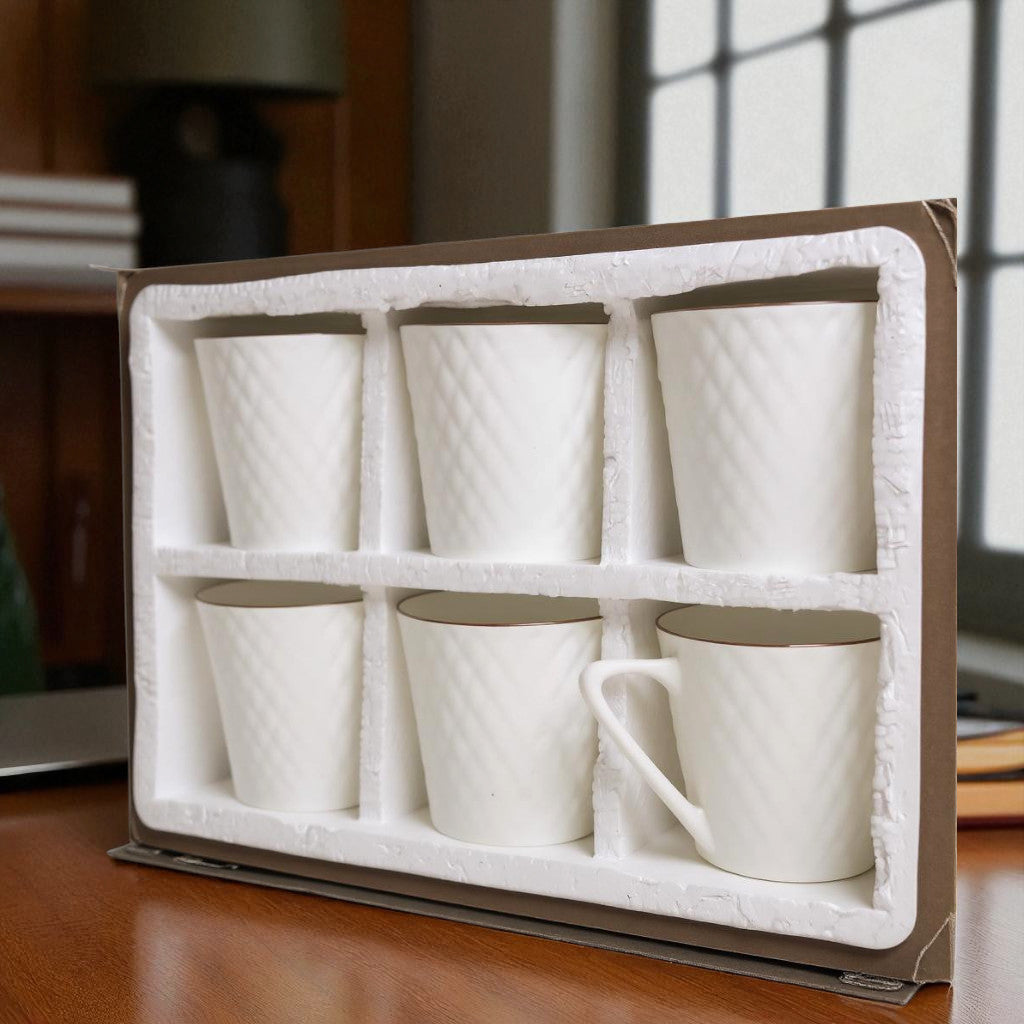 Ceramic Gold Line Coffee/Tea Mug Set of 6 | Tea Cup Set | Coffee Mugs for Home Office